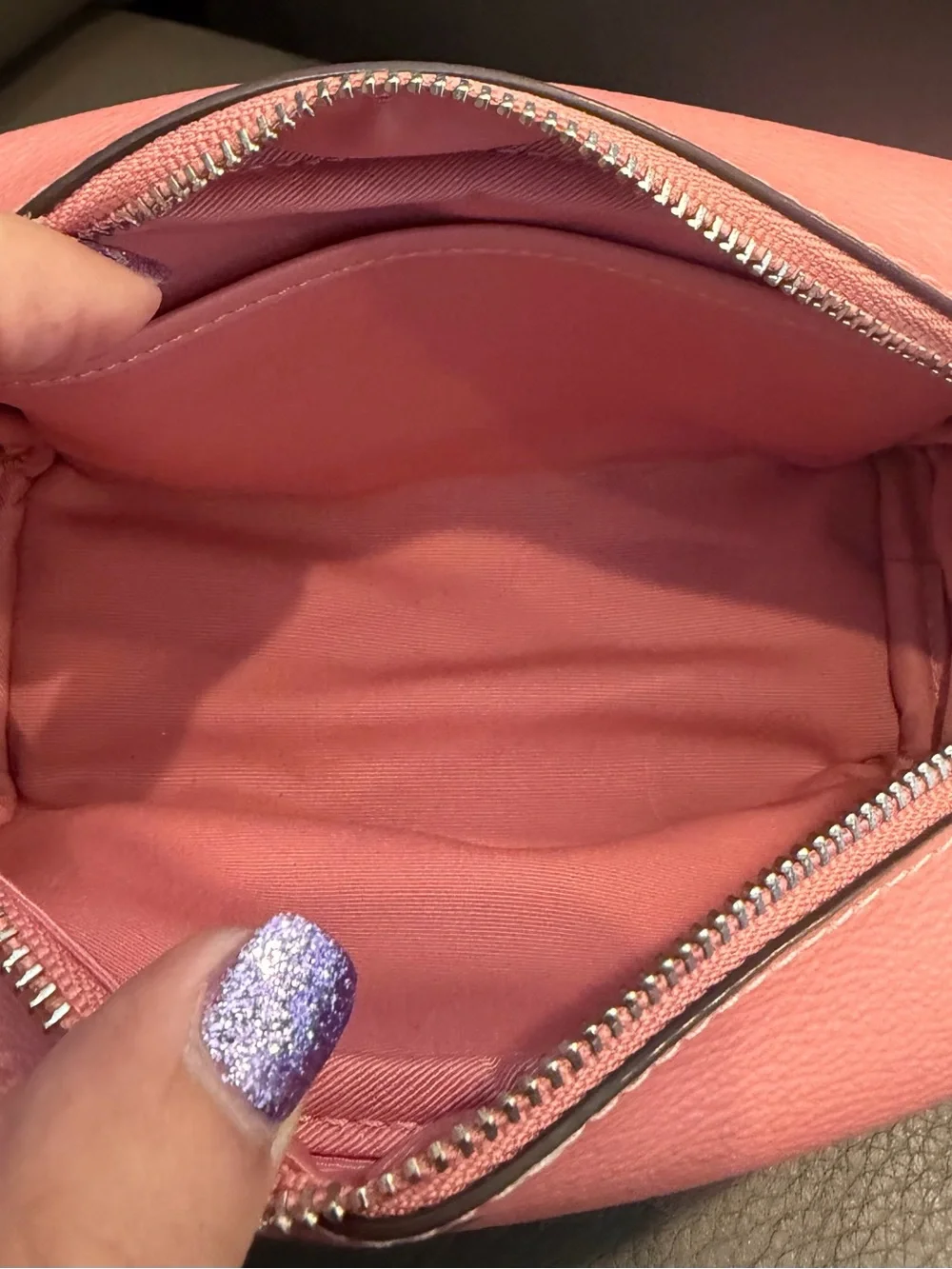 Coach Pink Floral Pebbled Leather Cosmetic Case